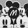 Mickey Black & White Entry Cuttable Silk Loop Dirt Resistant Non-Slip Household Floor Mats 01