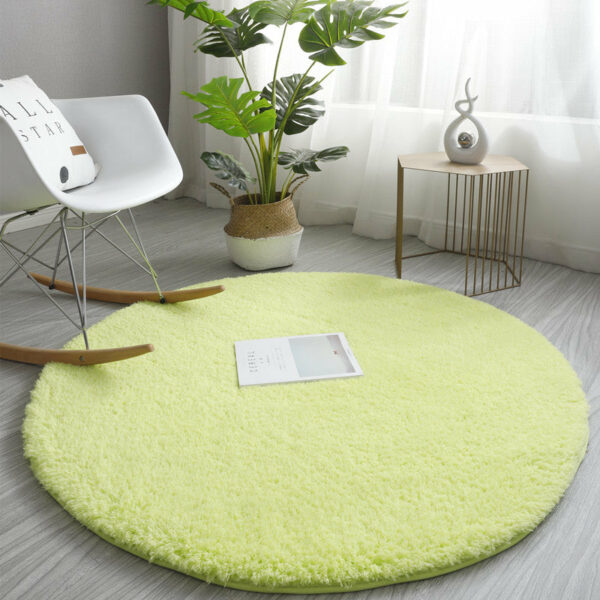 Light Green Simple Round Modern Lambswool Comfy Plush Rugs For Living Room Kids Room Bedroom Bedside Carpet