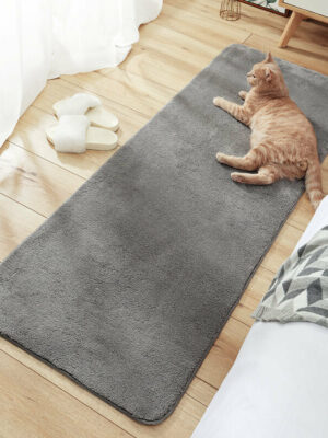 Grey Plain Shaggy Soft Girls Boys Bedroom Kids Room Bedside Carpet Rugs Runners