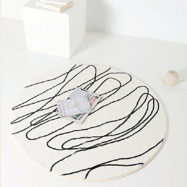 Black Simple Lines Area Carpets for Bedroom Living Room Hall Office