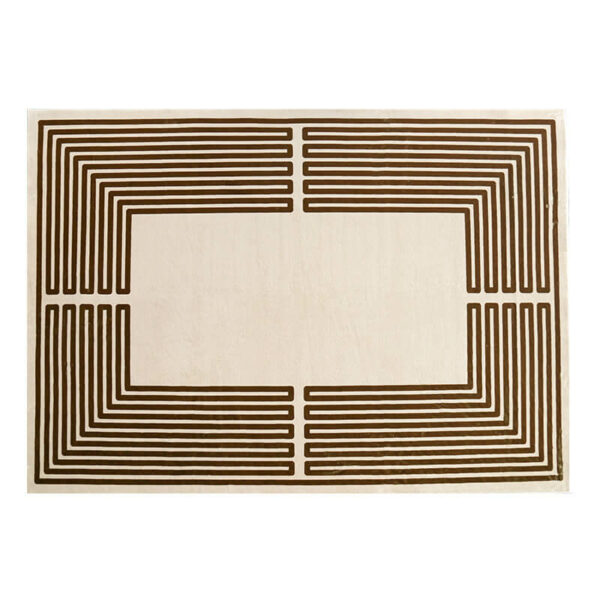 Brown Simple Geometric Pattern Faux Cashmere Soft Shaggy Area Rug Carpets For Living Room Bedroom Hall Office - Image 2