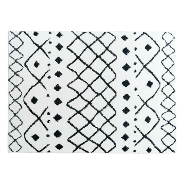 Black Morocco Pattern Faux Cashmere Soft Shaggy Area Rug Carpets For Living Room Bedroom Hall Office - Image 2