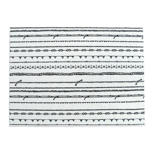 Black Lines Pattern Faux Cashmere Soft Shaggy Area Rug Carpets For Living Room Bedroom Hall Office - Image 2
