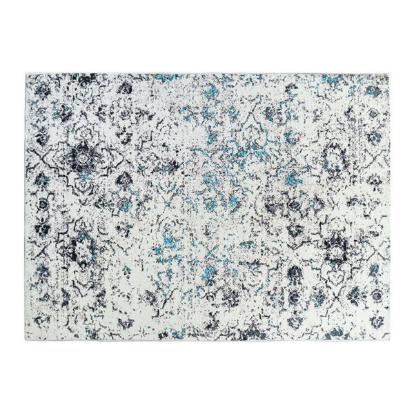 Blue and Grey Vintage Print Pattern Faux Cashmere Soft Shaggy Area Rug Carpets For Living Room Bedroom Hall Office - Image 2