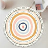 Colorful Lines Pattern Round Faux Cashmere Shaggy Area Rugs For Bedroom Kids Room Bedside Carpets