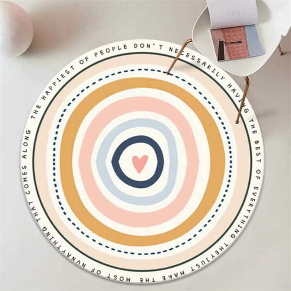 Colorful Lines Pattern Round Faux Cashmere Shaggy Area Rugs For Bedroom Kids Room Bedside Carpets