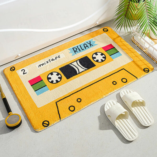 Yellow Cartoon Tapes Kids Room Living Room Faux Cashmere Sofa Rug Carpet Bedroom Bedside Rug