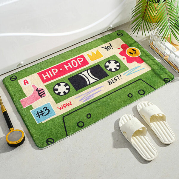 Green Cartoon Tapes Kids Room Living Room Faux Cashmere Sofa Rug Carpet Bedroom Bedside Rug