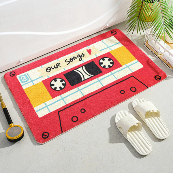 Red Cartoon Tapes Kids Room Living Room Faux Cashmere Sofa Rug Carpet Bedroom Bedside Rug