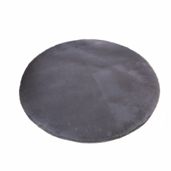 Grey Round Faux Rabbit Fur Plain Shaggy Soft Rugs For Living Room Nursery Bedroom Bedside Rugs Floor Mats - Image 3