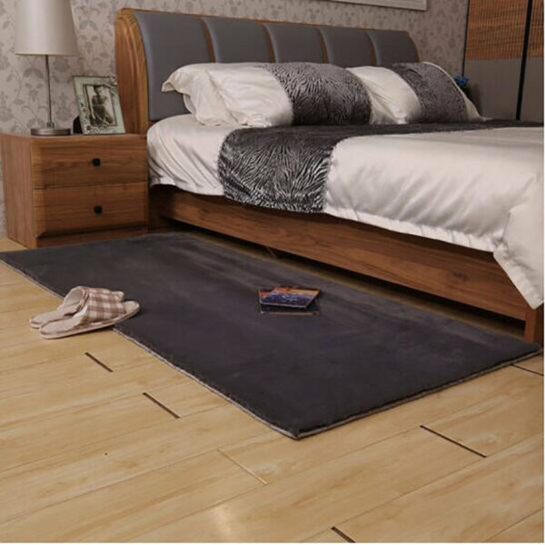 Charcoal Grey Faux Rabbit Fur Plush Soft Plain Rugs For Living Room Nursery Bedroom Bedside Rugs Floor Mats