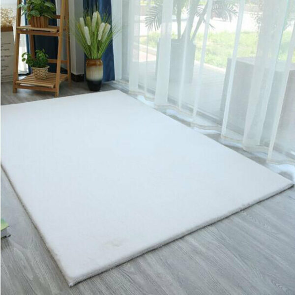Pure White Quality Faux Rabbit Fur Plush Soft Shaggy Rugs For Living Room Nursery Bedroom Bedside Rugs Floor Mats