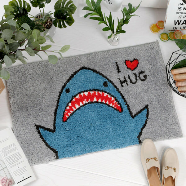 Cartoon Cute Shark Patterned Entryway Doormat Rugs Kitchen Bathroom Anti-skip Mats - Image 2