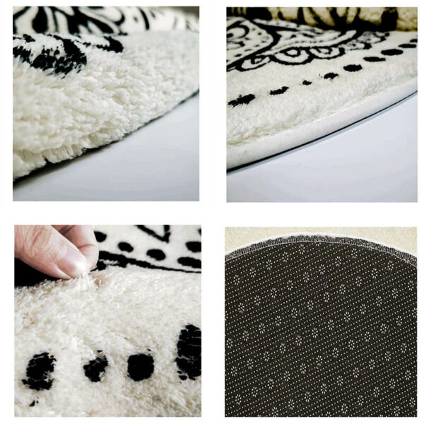 Black and White Geometric Diamond Carpets Round Rugs for Hall Bedroom Living Room - Image 2