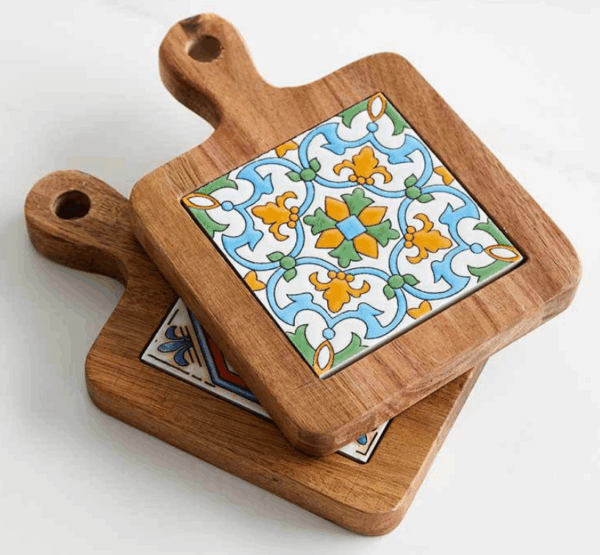 Creative Floral Pattern Wooden Kitchen Placemats - Image 2