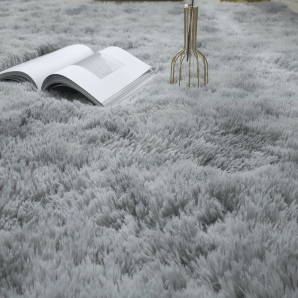 Gradient Light Grey Colour Modern Plain Carpet Bedroom Living Room Sofa Rugs Soft Plush Shaggy Rugs - Image 4
