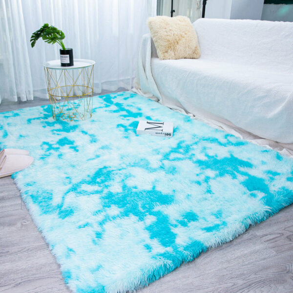 Gradient Light Blue Colour Modern Plain Carpet Bedroom Living Room Sofa Rugs Soft Plush Shaggy Rugs - Image 3