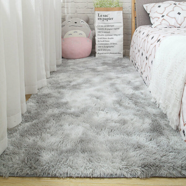 Gradient Light Grey Colour Modern Plain Carpet Bedroom Living Room Sofa Rugs Soft Plush Shaggy Rugs - Image 2