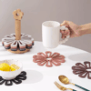 Coloured PVC Flowers Placemats With Wooden Storage Stand