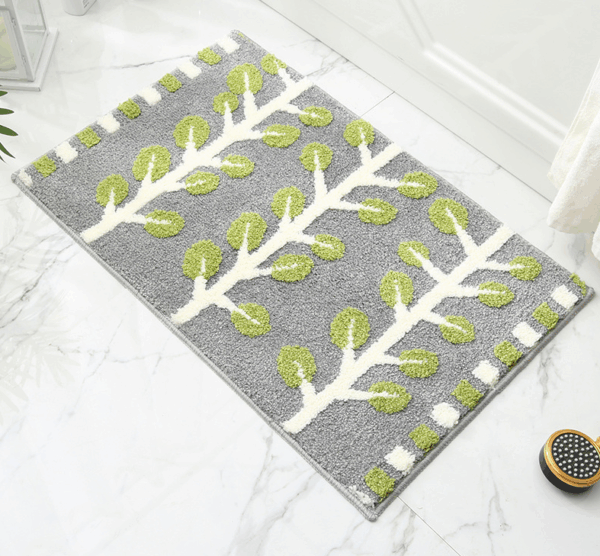 Extra Soft Flocking Bath Mats Absorbent Non-Slip Bathroom Rugs Leaves 07