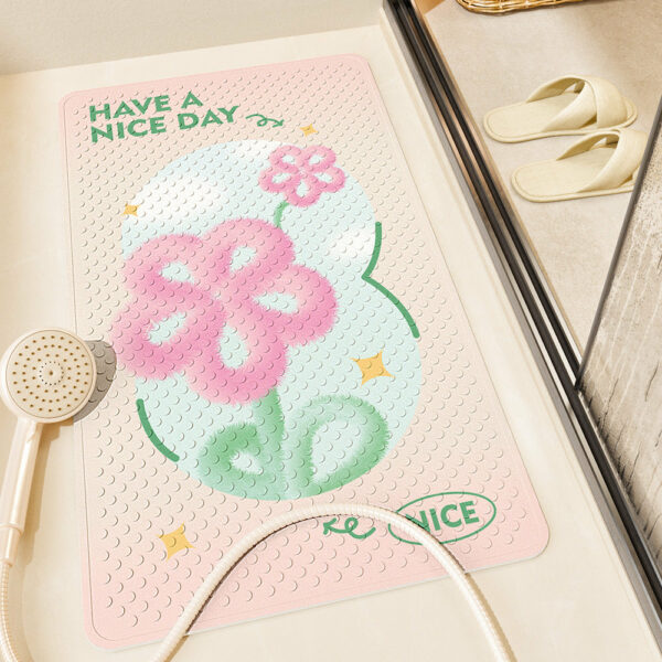 Beautiful Garden PVC Bathroom Anti-slip Mat With Bottom Suction Cups 03