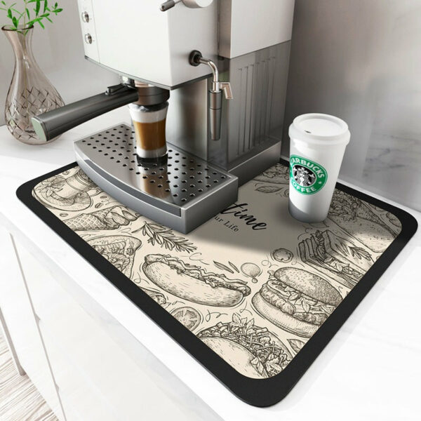 Vintage Checkered Absorbent Placemats For Kitchen, Coffee Machine, Bar