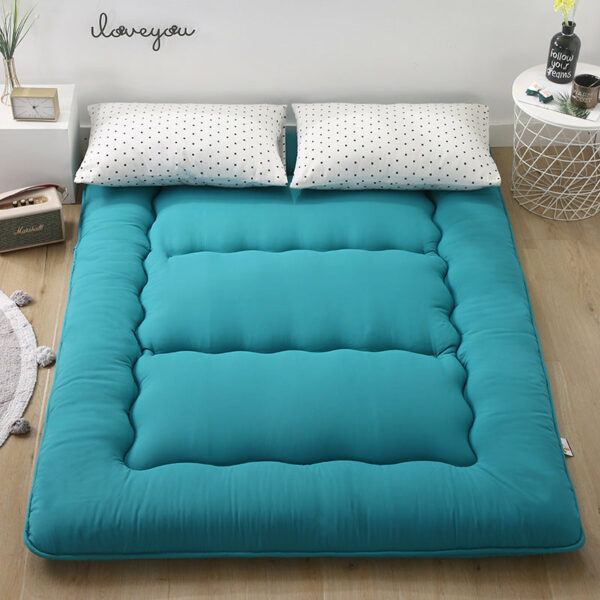 Sapphire Blue Solid Colour Thickened Futon Floor Mattress Foldable Camping Portable Roll-up Mattress Sleeping Mat 07
