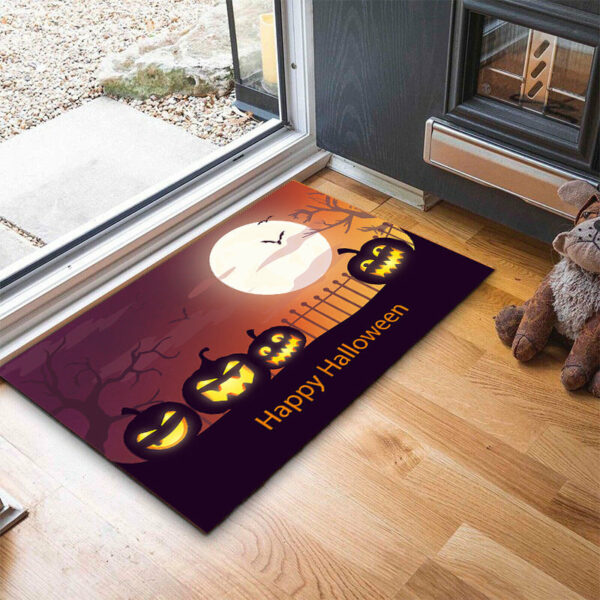 Halloween Funny Ghost Face Cartoon Pumpkin Footbed Home Anti-slip Carpet 02