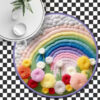 3D Round Thick Faux Cashmere Water-Absorbent Living Room Coffee Table Carpet Plush Bedroom mats 07