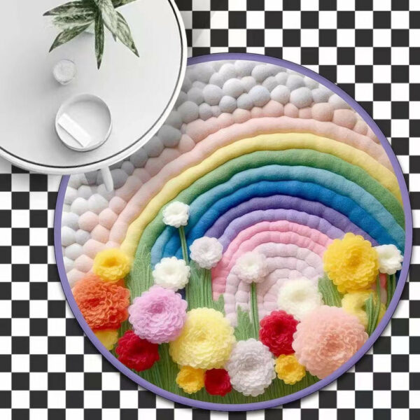 3D Round Thick Faux Cashmere Water-Absorbent Living Room Coffee Table Carpet Plush Bedroom mats 07