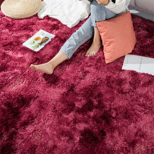 Gradient Red Colour Modern Plain Carpet Bedroom Living Room Sofa Rugs Soft Plush Shaggy Rugs - Image 2