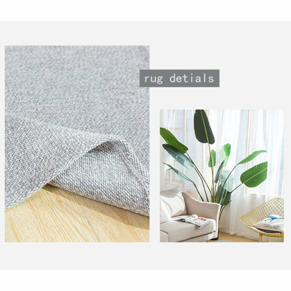 Brown Cotton and Linen Simple Modern Carpets Living Room Bedroom Solid Color Rugs - Image 3