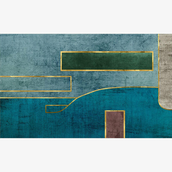Blue Green Modern Contemporary Simple Geometric Rugs for Living Room Dining Room Bedroom - Image 2