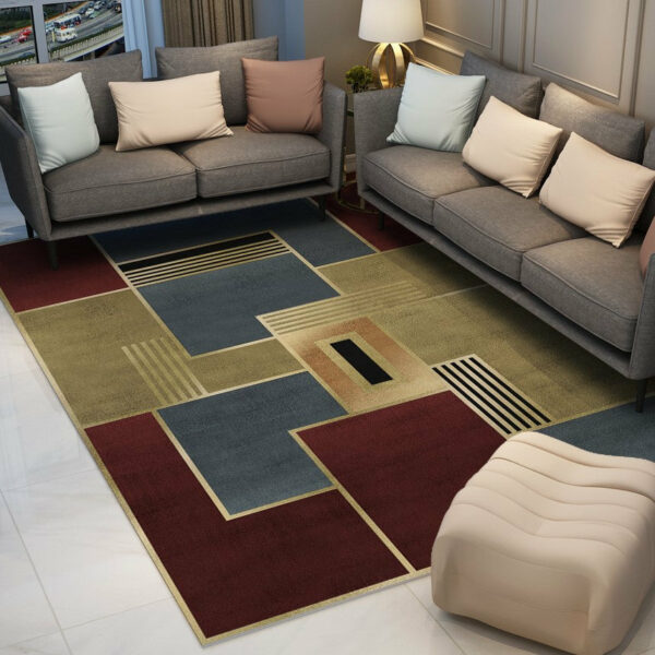 Red Golden Modern Contemporary Geometric Rugs for Living Room Dining Room Bedroom Hall - Image 2