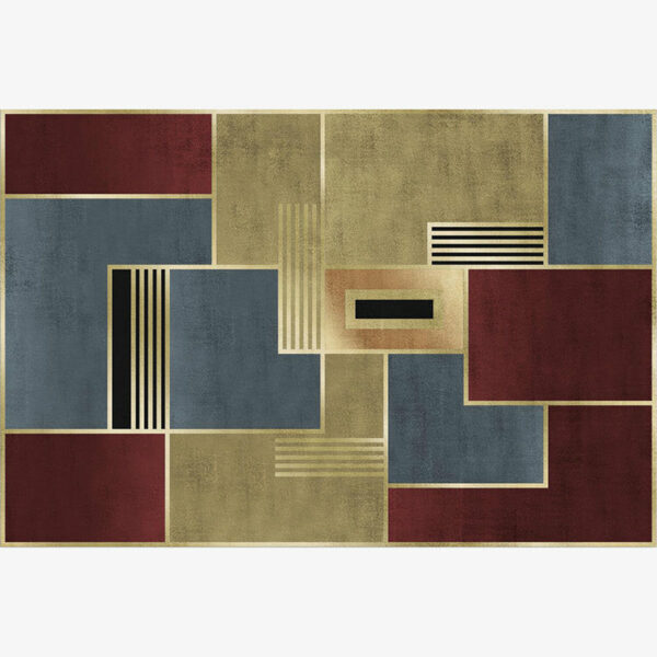 Red Golden Modern Contemporary Geometric Rugs for Living Room Dining Room Bedroom Hall - Image 3
