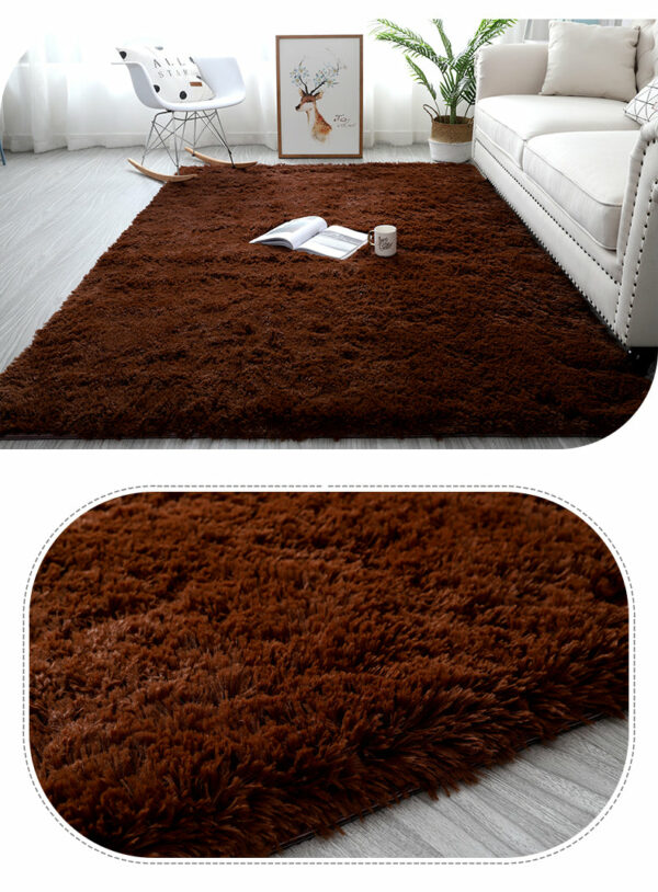 Coffee Colour Modern Plain Carpet Bedroom Living Room Sofa Rugs Soft Plush Shaggy Rugs - Image 3