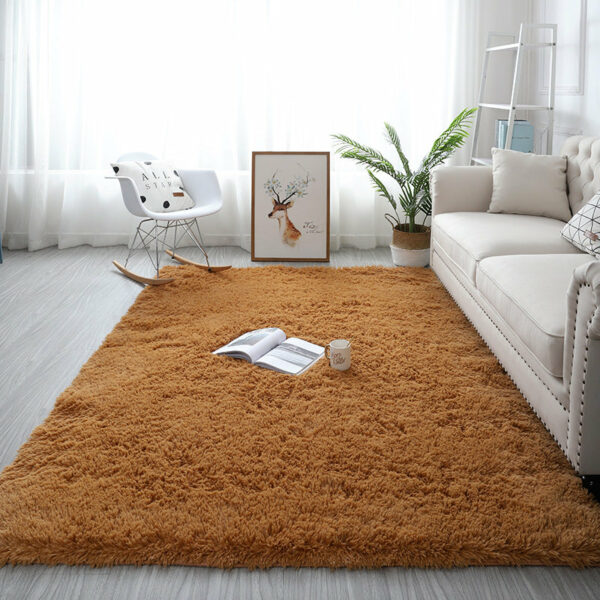 Khaki Colour Modern Plain Carpet Bedroom Living Room Sofa Rugs Soft Plush Shaggy Rugs - Image 2