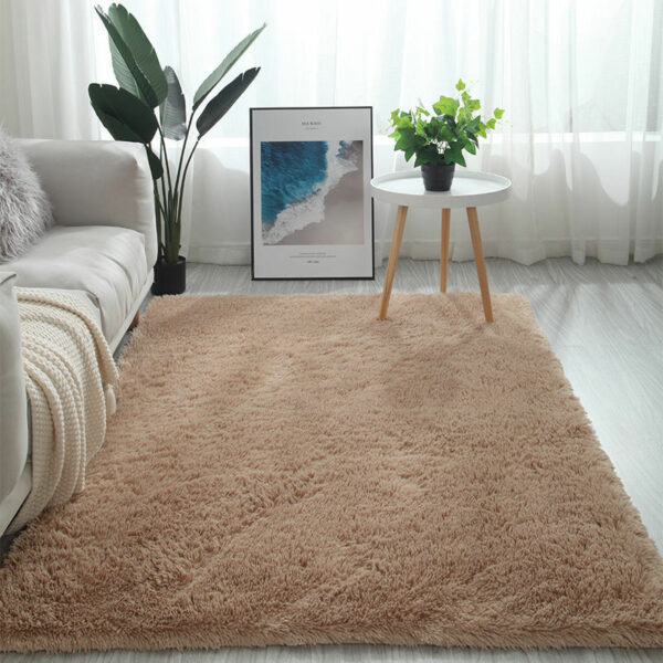 Light Beige Colour Modern Plain Carpet Bedroom Living Room Sofa Rugs Soft Plush Shaggy Rugs - Image 2