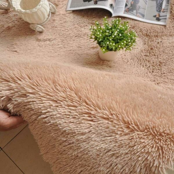 Light Beige Colour Modern Plain Carpet Bedroom Living Room Sofa Rugs Soft Plush Shaggy Rugs - Image 4