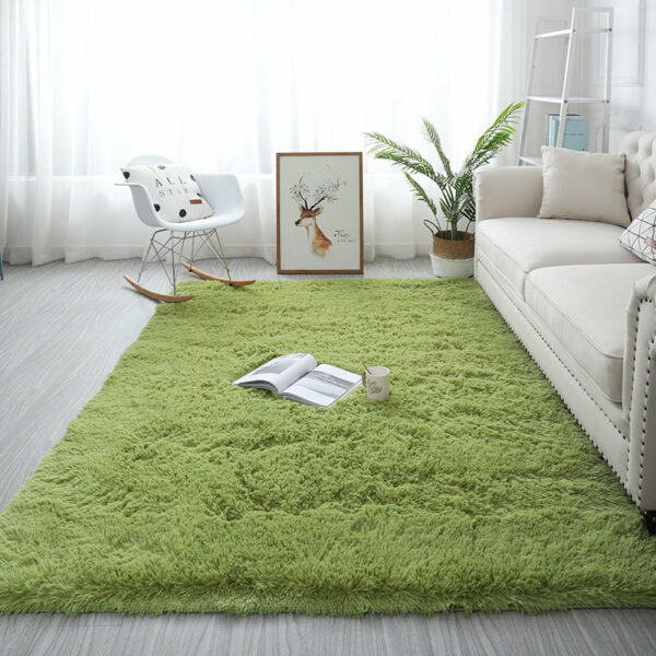 Grass-Green Colour Modern Plain Carpet Bedroom Living Room Sofa Rugs Soft Plush Shaggy Rugs - Image 2