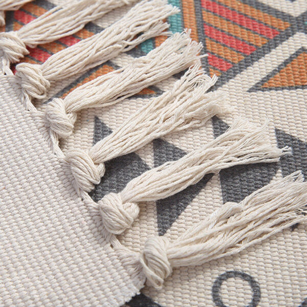 Colourful Geometric Cotton Area Rug with Tassel Hand Woven Floor Carpet Rug for Living Room Bedroom 01 - Image 6